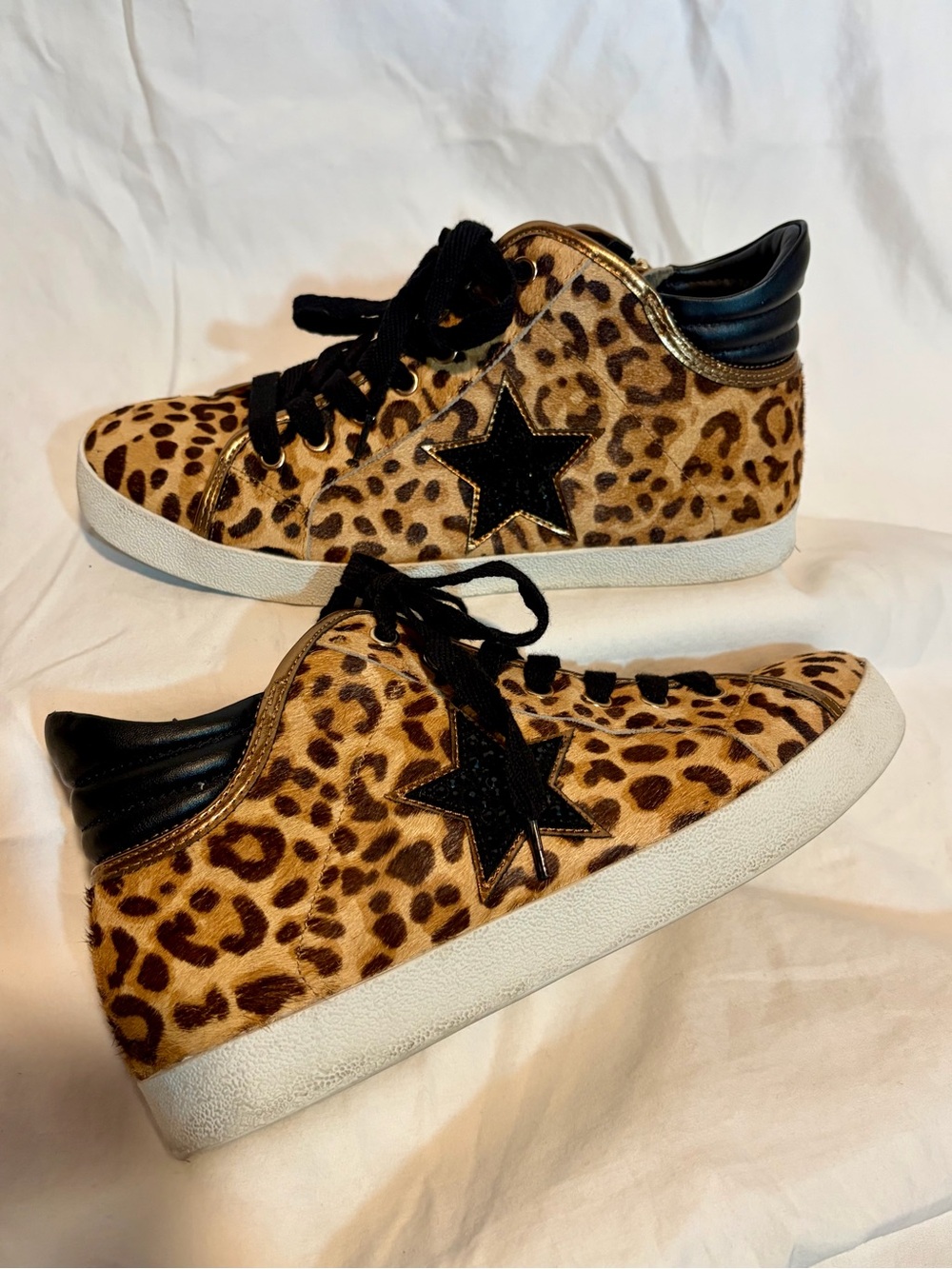 Steve Madden Leopard-Print High Tops Sneakers with Black Star